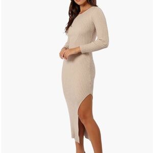Petal & Pup Ainsley Long Sleeve Side Slit Rib Sweater Dress Size L